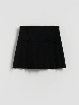 Reserved - Plisowana spódniczka z kokardkami - czarny
