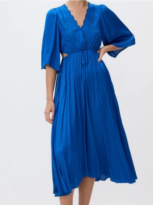 Zdjęcie produktu Reserved - Plisowana sukienka z haftem - niebieski