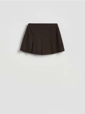 Reserved - Plisowane spódnico-szorty - ciemnobrązowy