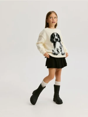 Reserved - Plisowane spódnico-szorty - czarny