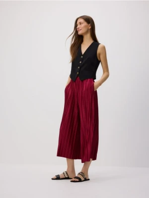 Reserved - Plisowane spodnie culotte - bordowy
