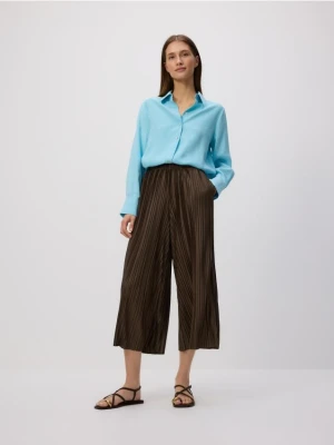 Reserved - Plisowane spodnie culotte - ciemnozielony