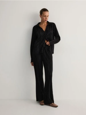 Reserved - Plisowane spodnie wide leg - czarny
