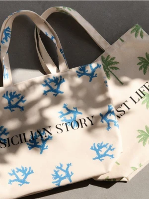 Reserved - Płócienna torebka z nadrukiem - niebieski