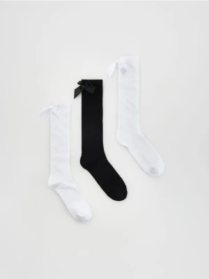 Reserved - Podkolanówki z kokardką 3 pack - biały