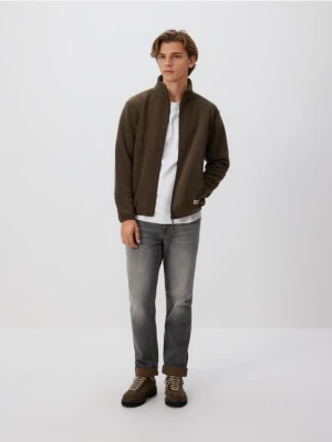 Reserved - Polarowa bluza ze stójką - ciemnobrązowy