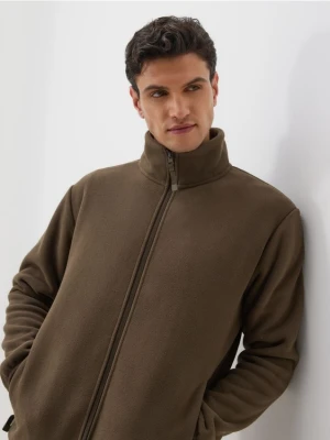 Reserved - Polarowa bluza ze stójką - ciemnobrązowy