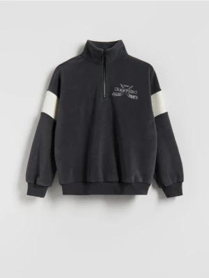 Reserved - Polarowa bluza ze stójką - ciemnoszary