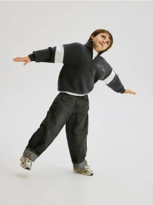 Reserved - Polarowa bluza ze stójką - ciemnoszary