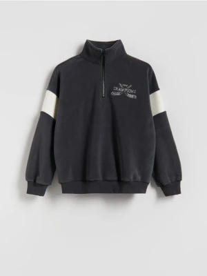 Reserved - Polarowa bluza ze stójką - ciemnoszary