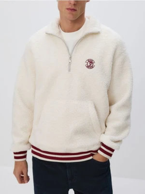 Reserved - Polarowa bluza ze stójką - złamana biel