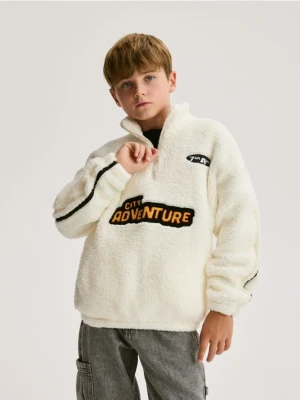 Reserved - Polarowa bluza ze stójką - złamana biel