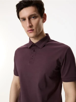 Reserved - Polo slim z bawełny pima - bordowy