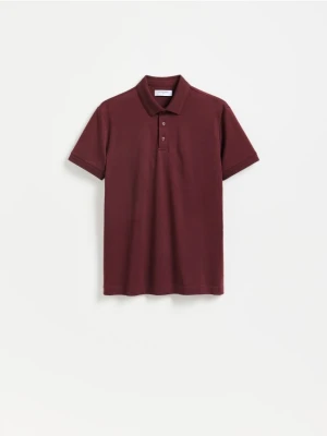 Reserved - Polo slim z bawełny pima - mahoniowy