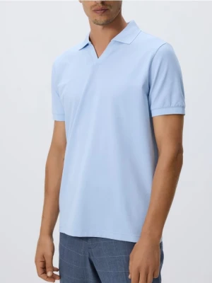 Reserved - Polo z merceryzowaną bawełną - jasnoniebieski