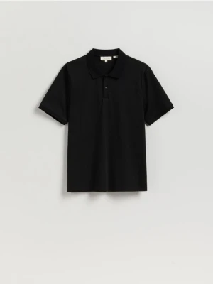 Reserved - Polo z merceryzowanej bawełny - czarny