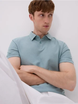 Reserved - Polo z merceryzowanej bawełny - jasnoturkusowy