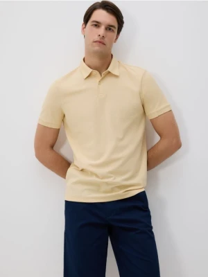 Reserved - Polo z merceryzowanej bawełny - jasnożółty
