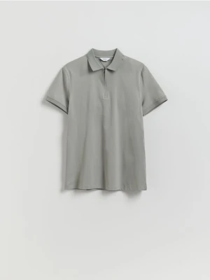 Reserved - Polo z merceryzowanej bawełny - szary
