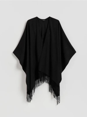 Reserved - Poncho z frędzlami - czarny