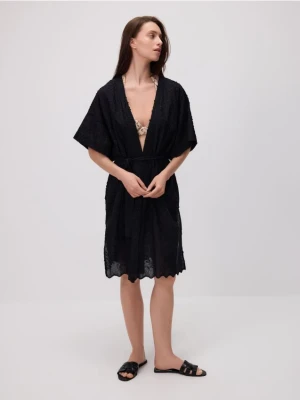Reserved - Ponczo we wzory - czarny