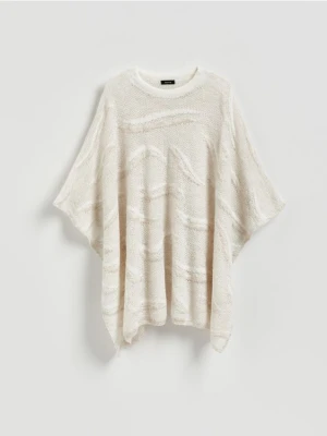 Reserved - Ponczo z domieszką wełny - złamana biel