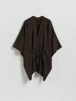 Reserved - Ponczo z wiązaniem - ciemnobrązowy