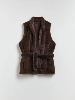 Reserved - Ponczo ze sztucznego futerka - brązowy