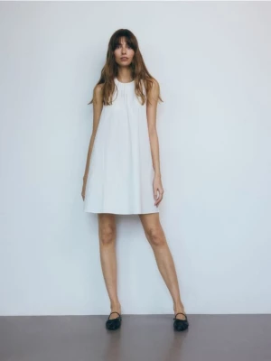 Reserved - Popelinowa sukienka mini - biały