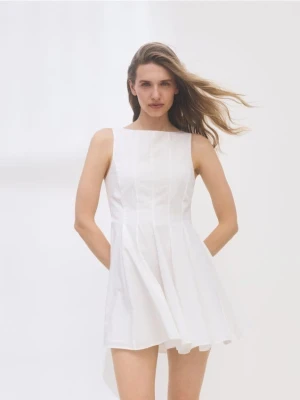 Reserved - Popelinowa sukienka mini - biały