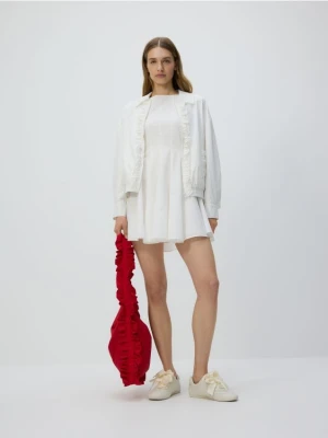 Reserved - Popelinowa sukienka mini - biały