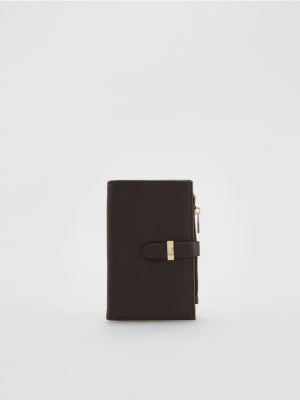 Reserved - Portfel z ozdobnym detalem - ciemnobrązowy