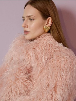 Reserved - Pozłacane kolczyki serca - złoty