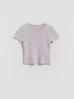 Reserved - Prążkowana bluzka - lawendowy