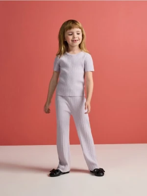 Reserved - Prążkowana bluzka - lawendowy