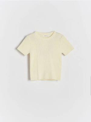 Reserved - Prążkowana bluzka - żółty