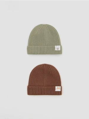 Reserved - Prążkowana czapka 2 pack - wielobarwny