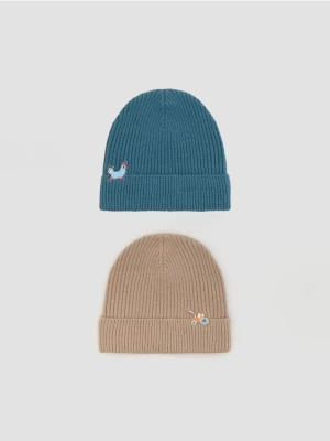 Reserved - Prążkowana czapka 2 pack - wielobarwny