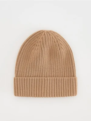 Reserved - Prążkowana czapka beanie - brązowy