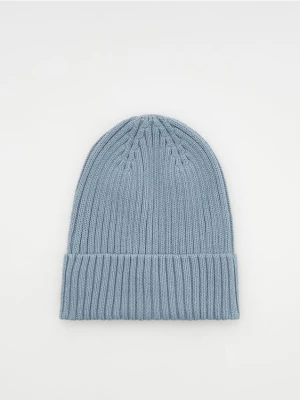 Reserved - Prążkowana czapka beanie - niebieski