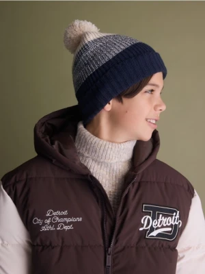 Reserved - Prążkowana czapka z pomponem - wielobarwny