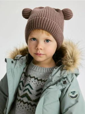 Reserved - Prążkowana czapka z wiskozą - brązowy