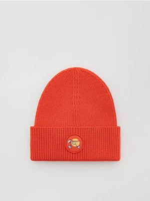 Reserved - Prążkowana czapka z wiskozą - pomarańczowy