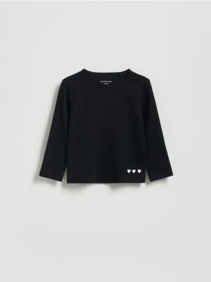 Reserved - Prążkowana koszulka - czarny