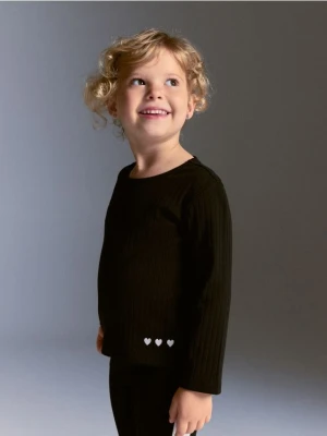 Reserved - Prążkowana koszulka - czarny