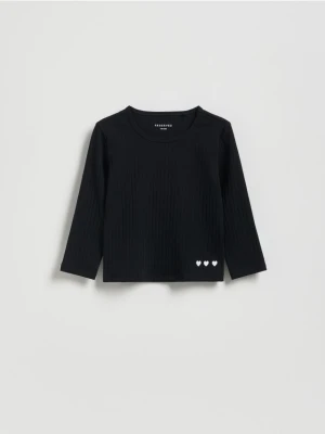 Reserved - Prążkowana koszulka - czarny
