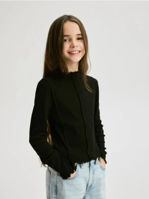 Reserved - Prążkowana koszulka - czarny