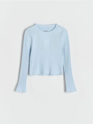 Reserved - Prążkowana koszulka - jasnoniebieski