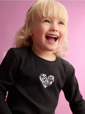 Zdjęcie produktu Reserved - Prążkowana koszulka z nadrukiem - ciemnoszary