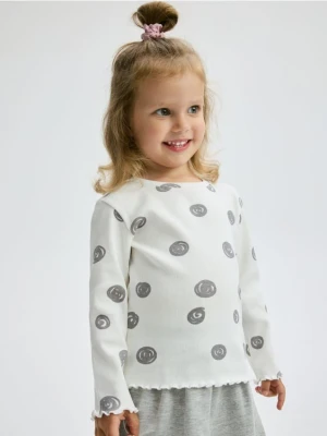 Reserved - Prążkowana koszulka - złamana biel